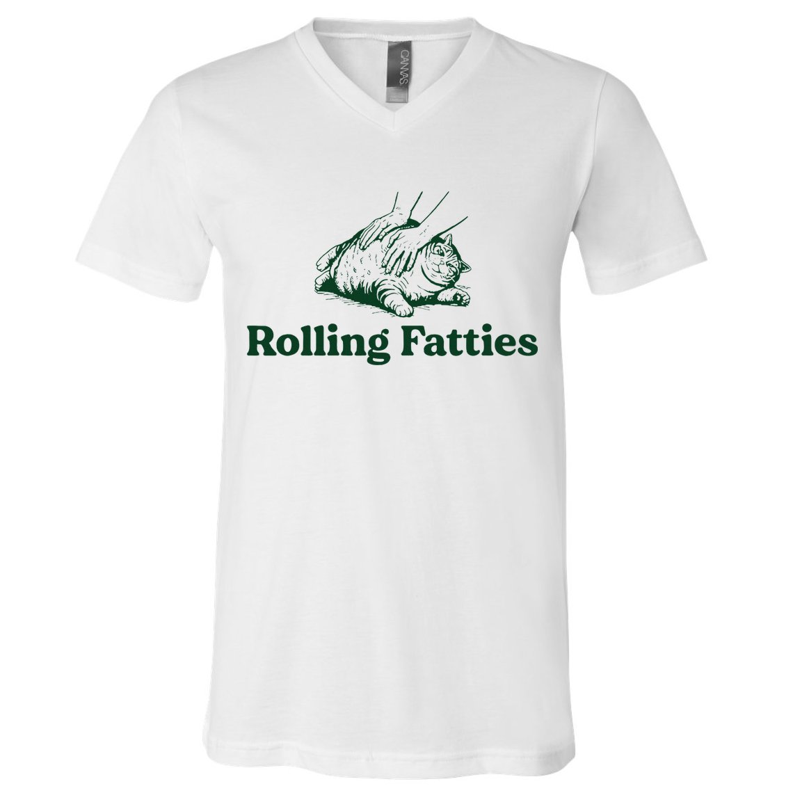 Cat Rolling Fatties Funny V-Neck T-Shirt