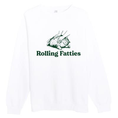 Cat Rolling Fatties Funny Premium Crewneck Sweatshirt