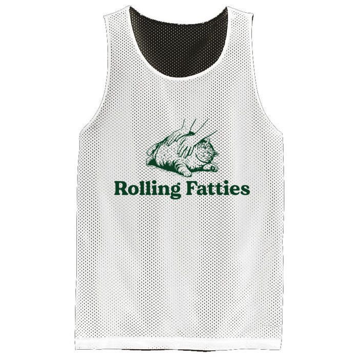 Cat Rolling Fatties Funny Mesh Reversible Basketball Jersey Tank