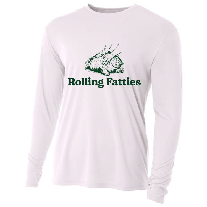 Cat Rolling Fatties Funny Cooling Performance Long Sleeve Crew