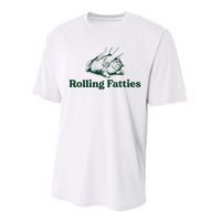 Cat Rolling Fatties Funny Performance Sprint T-Shirt