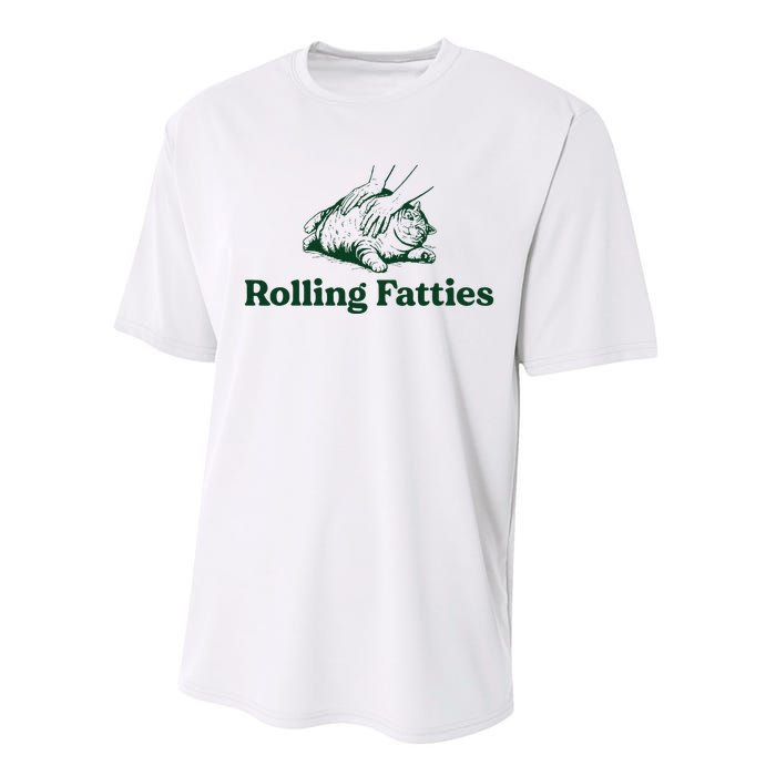 Cat Rolling Fatties Funny Performance Sprint T-Shirt