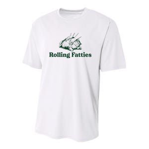 Cat Rolling Fatties Funny Youth Performance Sprint T-Shirt