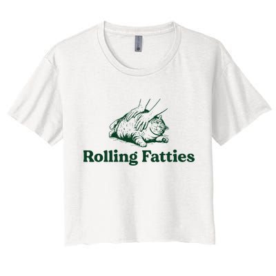 Cat Rolling Fatties Funny Crop Top