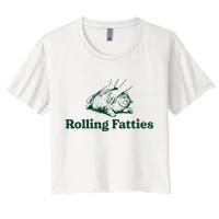 Cat Rolling Fatties Funny Crop Top