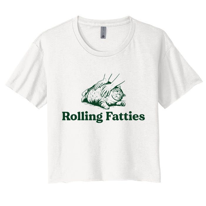 Cat Rolling Fatties Funny Crop Top