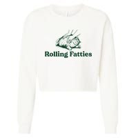 Cat Rolling Fatties Funny Cropped Pullover Crew