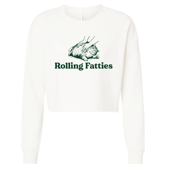 Cat Rolling Fatties Funny Cropped Pullover Crew