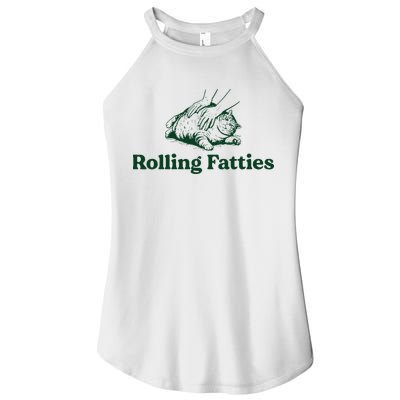 Cat Rolling Fatties Funny Women's Perfect Tri Rocker Tank
