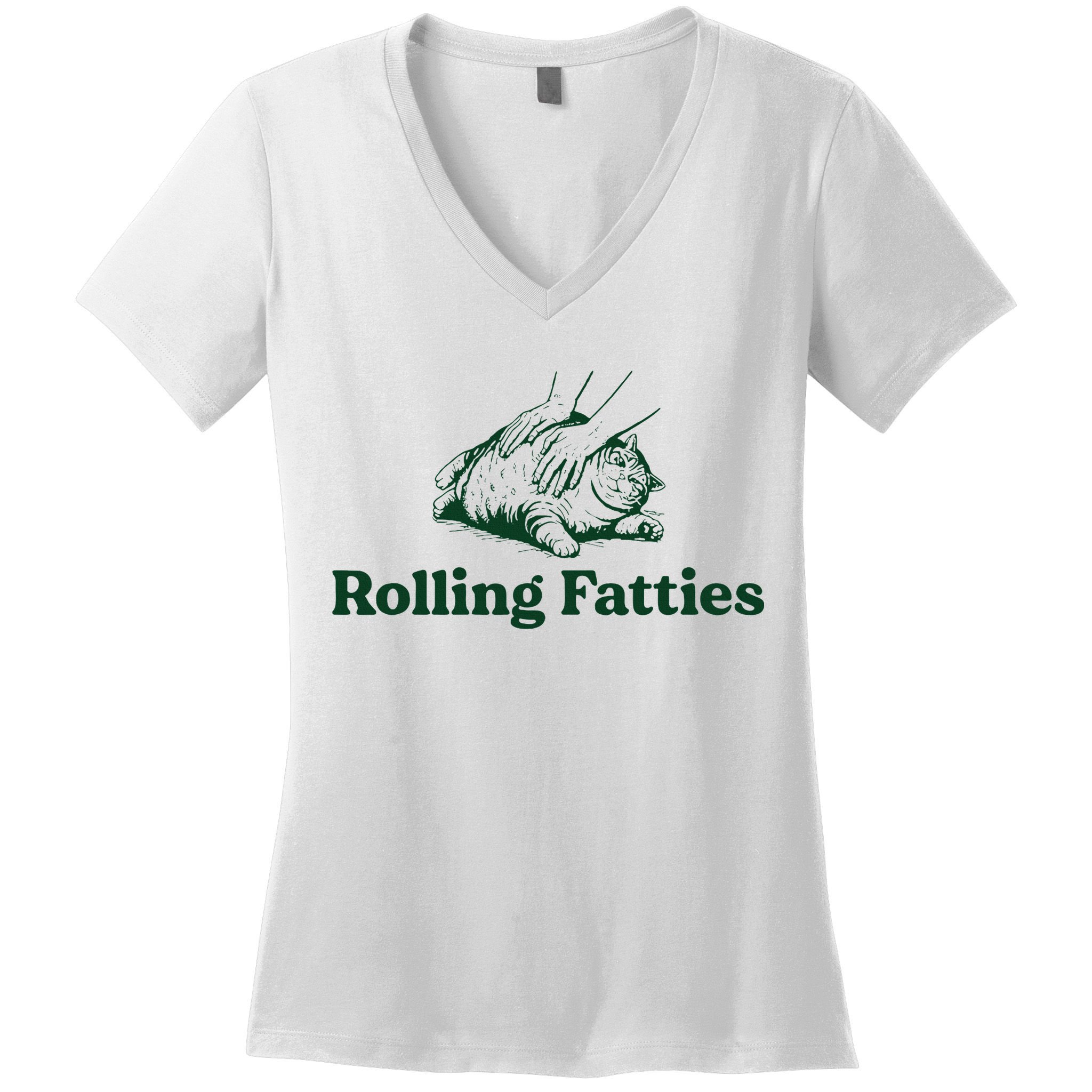 Cat Rolling Fatties Funny Women's V-Neck T-Shirt