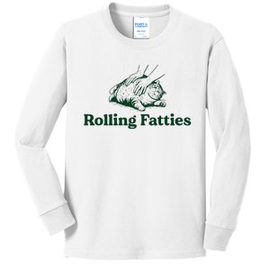 Cat Rolling Fatties Funny Kids Long Sleeve Shirt