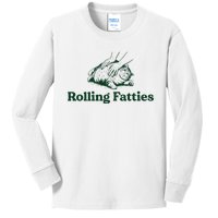 Cat Rolling Fatties Funny Kids Long Sleeve Shirt