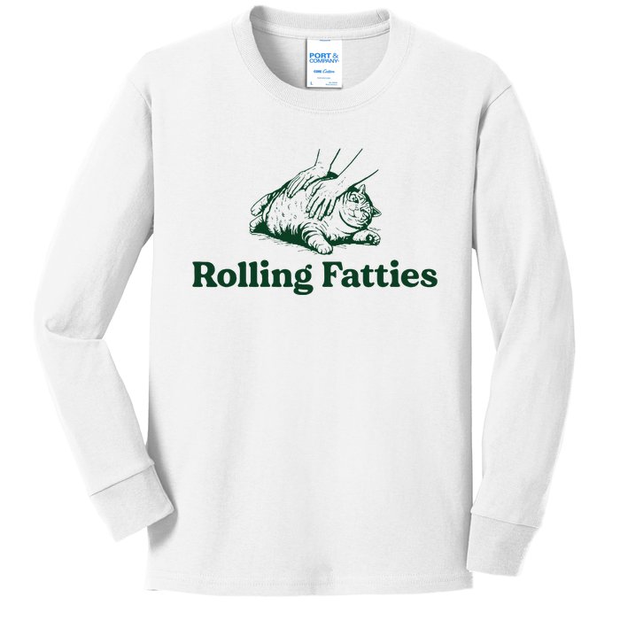 Cat Rolling Fatties Funny Kids Long Sleeve Shirt