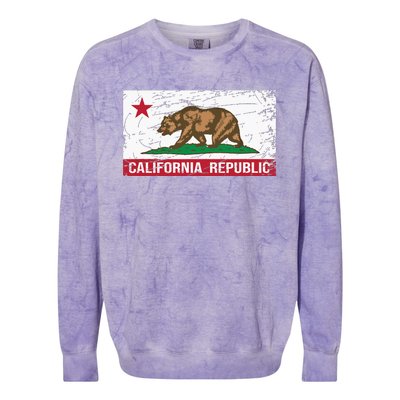 California Republic Flag Ca Distressed Design Classic Colorblast Crewneck Sweatshirt