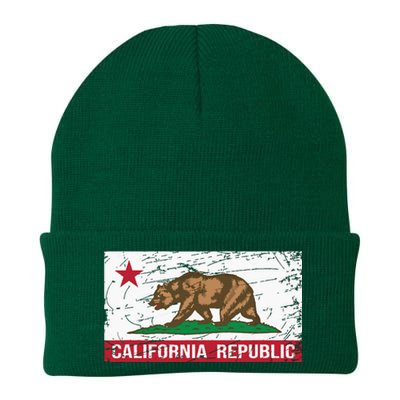 California Republic Flag Ca Distressed Design Classic Knit Cap Winter Beanie