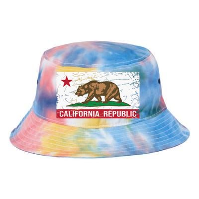 California Republic Flag Ca Distressed Design Classic Tie Dye Newport Bucket Hat