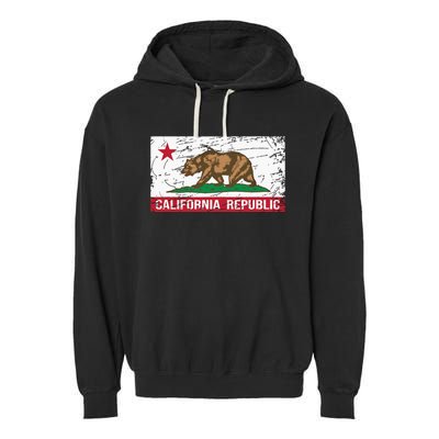 California Republic Flag Ca Distressed Design Classic Garment-Dyed Fleece Hoodie