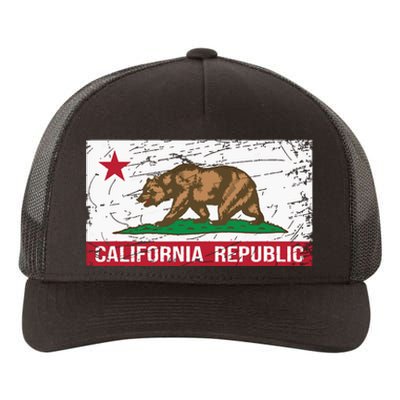 California Republic Flag Ca Distressed Design Classic Yupoong Adult 5-Panel Trucker Hat