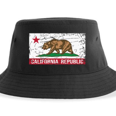 California Republic Flag Ca Distressed Design Classic Sustainable Bucket Hat