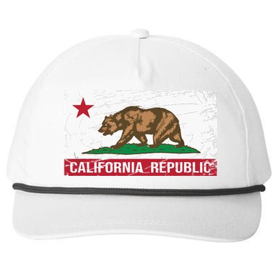 California Republic Flag Ca Distressed Design Classic Snapback Five-Panel Rope Hat