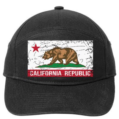 California Republic Flag Ca Distressed Design Classic 7-Panel Snapback Hat