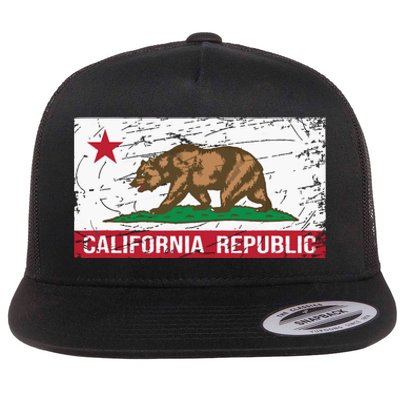 California Republic Flag Ca Distressed Design Classic Flat Bill Trucker Hat