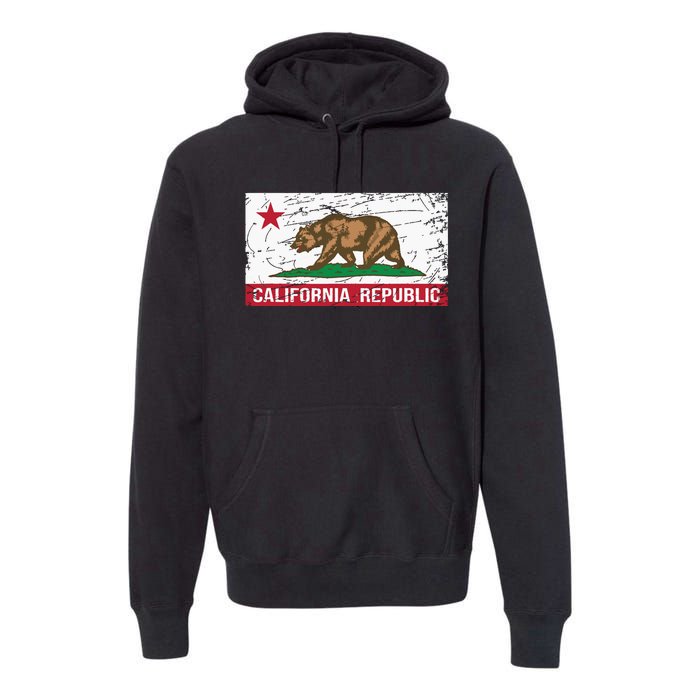 California Republic Flag Ca Distressed Design Classic Premium Hoodie