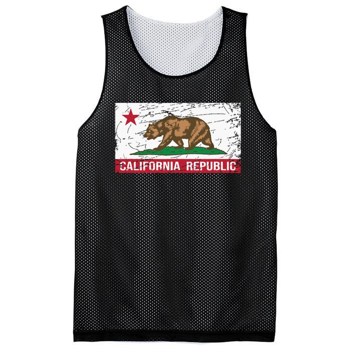 California Republic Flag Ca Distressed Design Classic Mesh Reversible Basketball Jersey Tank