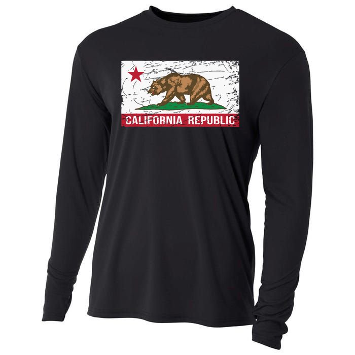 California Republic Flag Ca Distressed Design Classic Cooling Performance Long Sleeve Crew