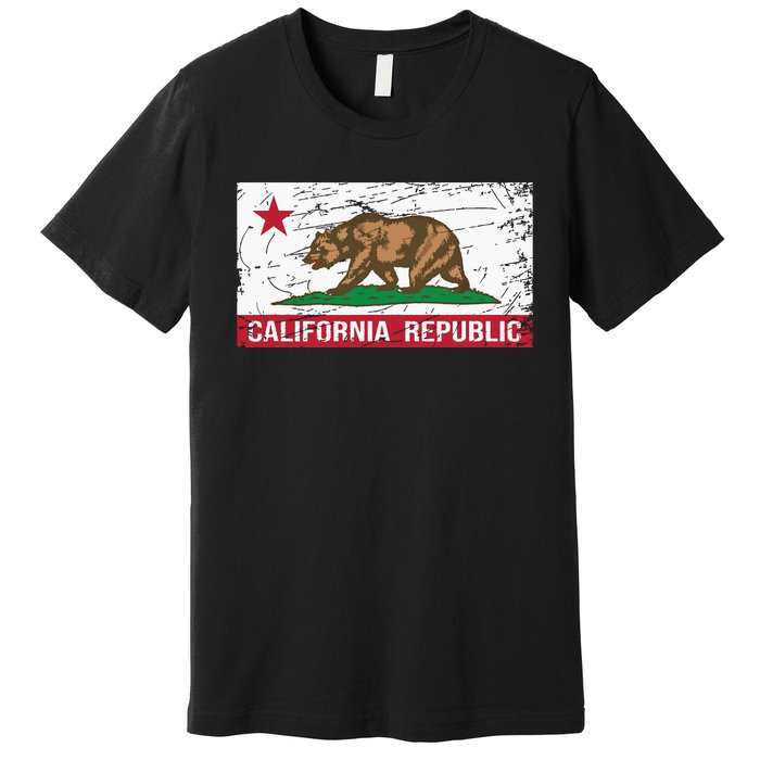 California Republic Flag Ca Distressed Design Classic Premium T-Shirt