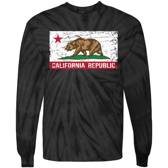 California Republic Flag Ca Distressed Design Classic Tie-Dye Long Sleeve Shirt