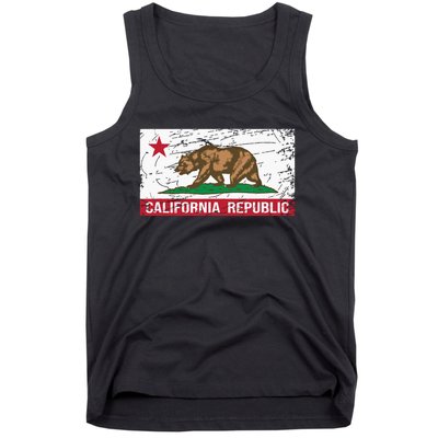 California Republic Flag Ca Distressed Design Classic Tank Top