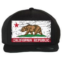 California Republic Flag Ca Distressed Design Classic Wool Snapback Cap