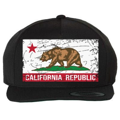 California Republic Flag Ca Distressed Design Classic Wool Snapback Cap