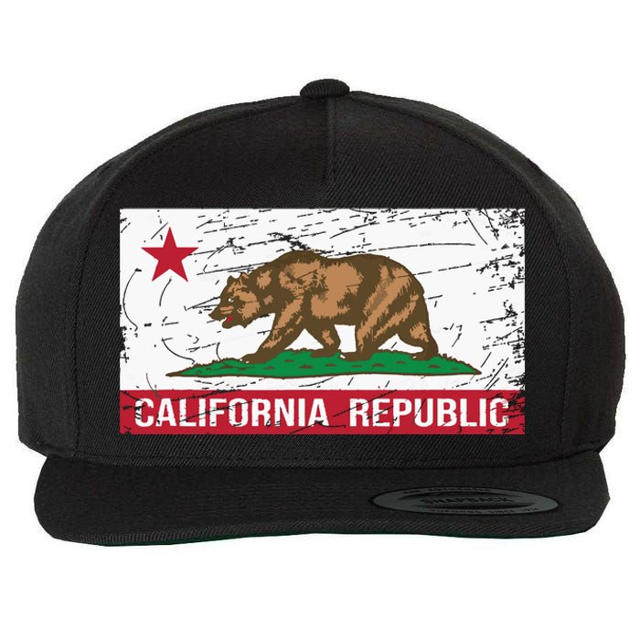 California Republic Flag Ca Distressed Design Classic Wool Snapback Cap