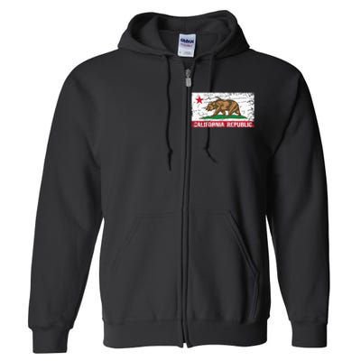 California Republic Flag Ca Distressed Design Classic Full Zip Hoodie