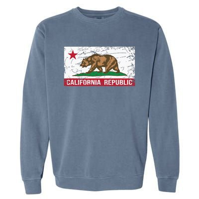 California Republic Flag Ca Distressed Design Classic Garment-Dyed Sweatshirt