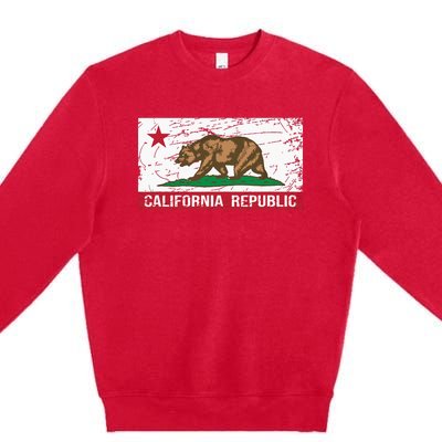 California Republic Flag Ca Distressed Design Classic Premium Crewneck Sweatshirt