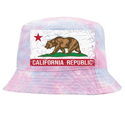 California Republic Flag Ca Distressed Design Classic Tie-Dyed Bucket Hat