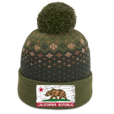 California Republic Flag Ca Distressed Design Classic The Baniff Cuffed Pom Beanie