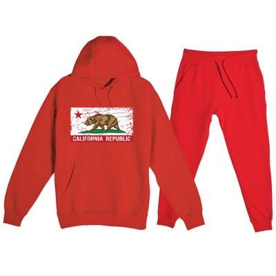 California Republic Flag Ca Distressed Design Classic Premium Hooded Sweatsuit Set