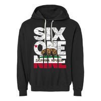 California Republic Flag 619 Area Code Garment-Dyed Fleece Hoodie