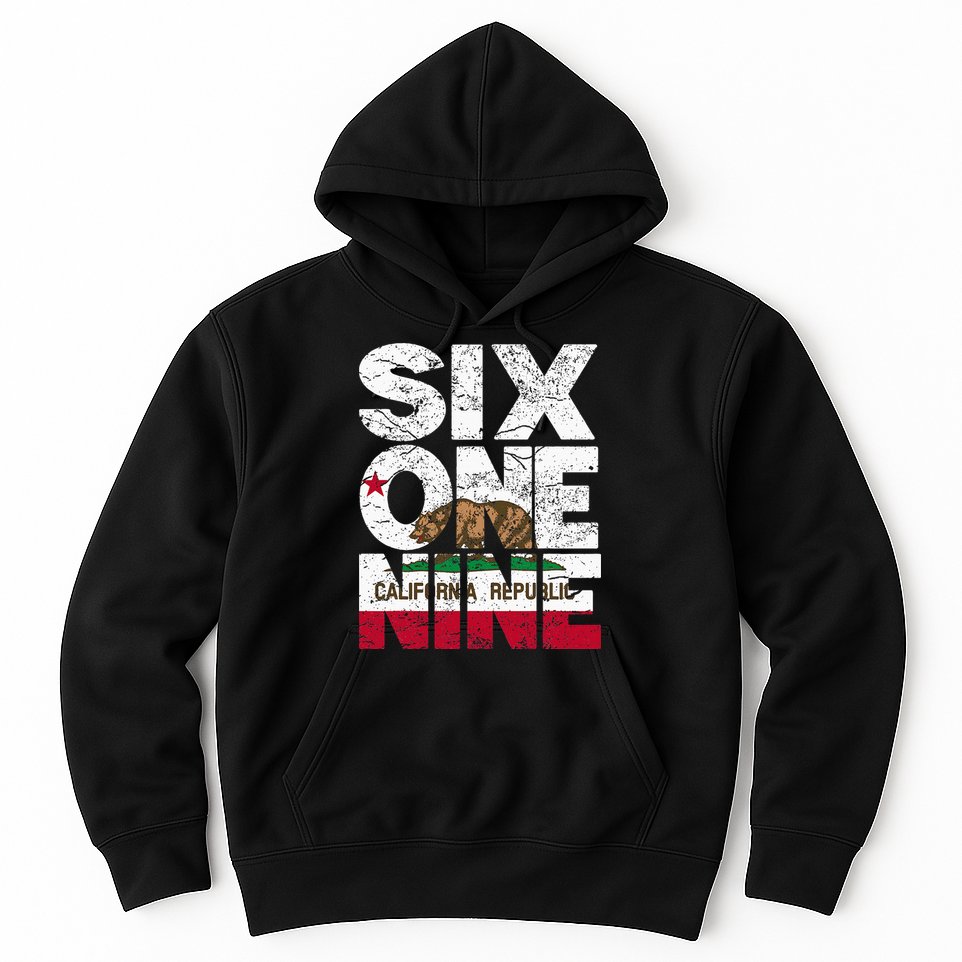 California Republic Flag 619 Area Code Hoodie