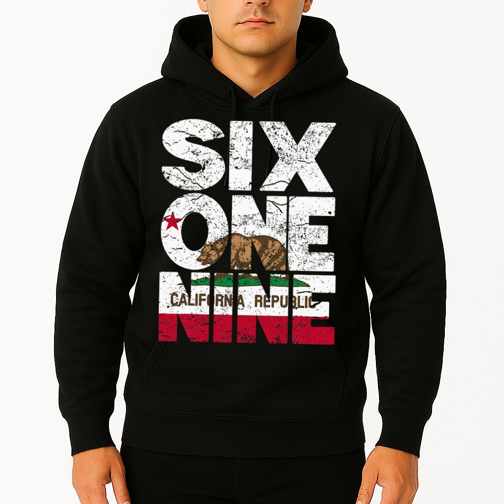 California Republic Flag 619 Area Code Hoodie