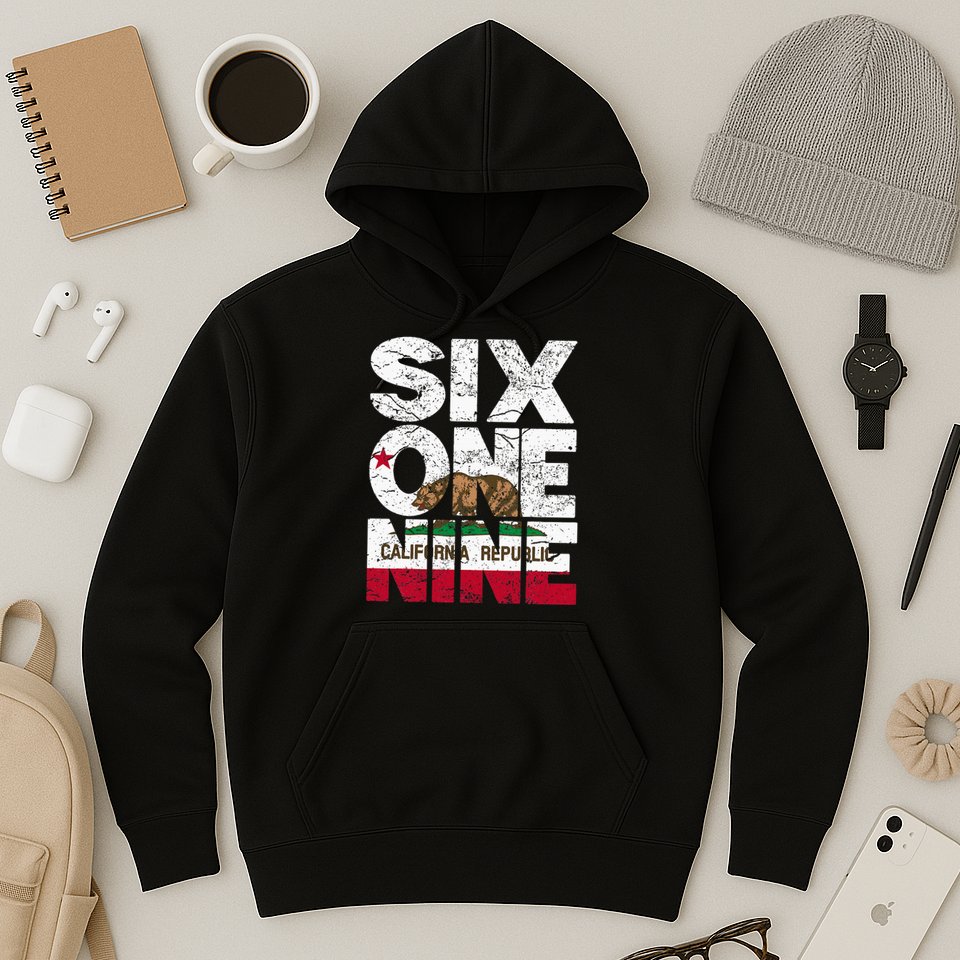 California Republic Flag 619 Area Code Hoodie