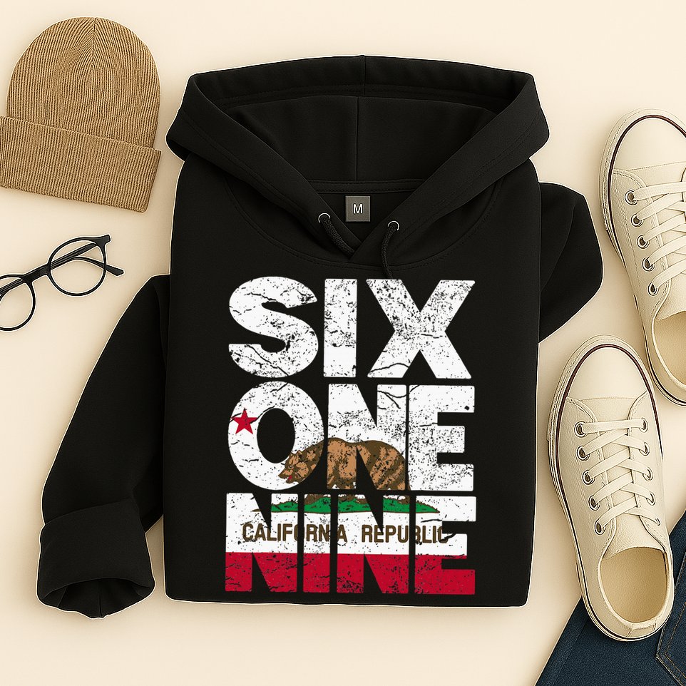 California Republic Flag 619 Area Code Hoodie
