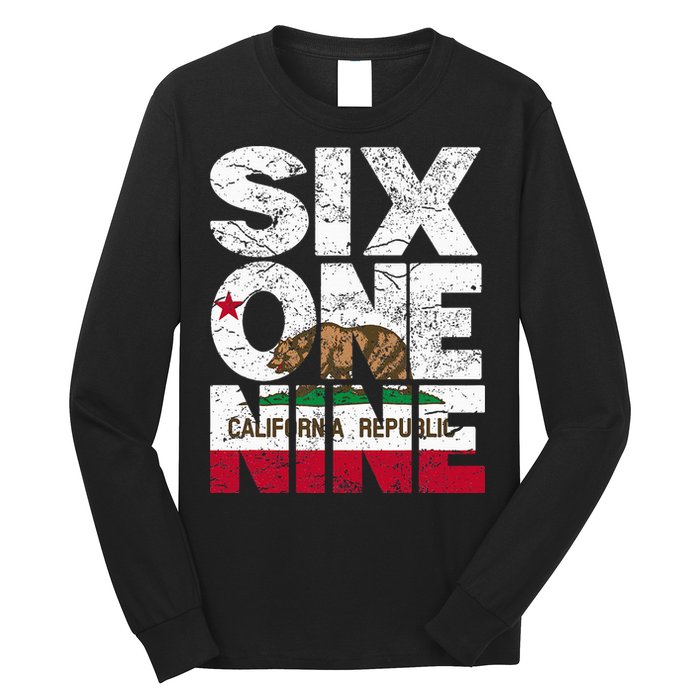 California Republic Flag 619 Area Code Long Sleeve Shirt