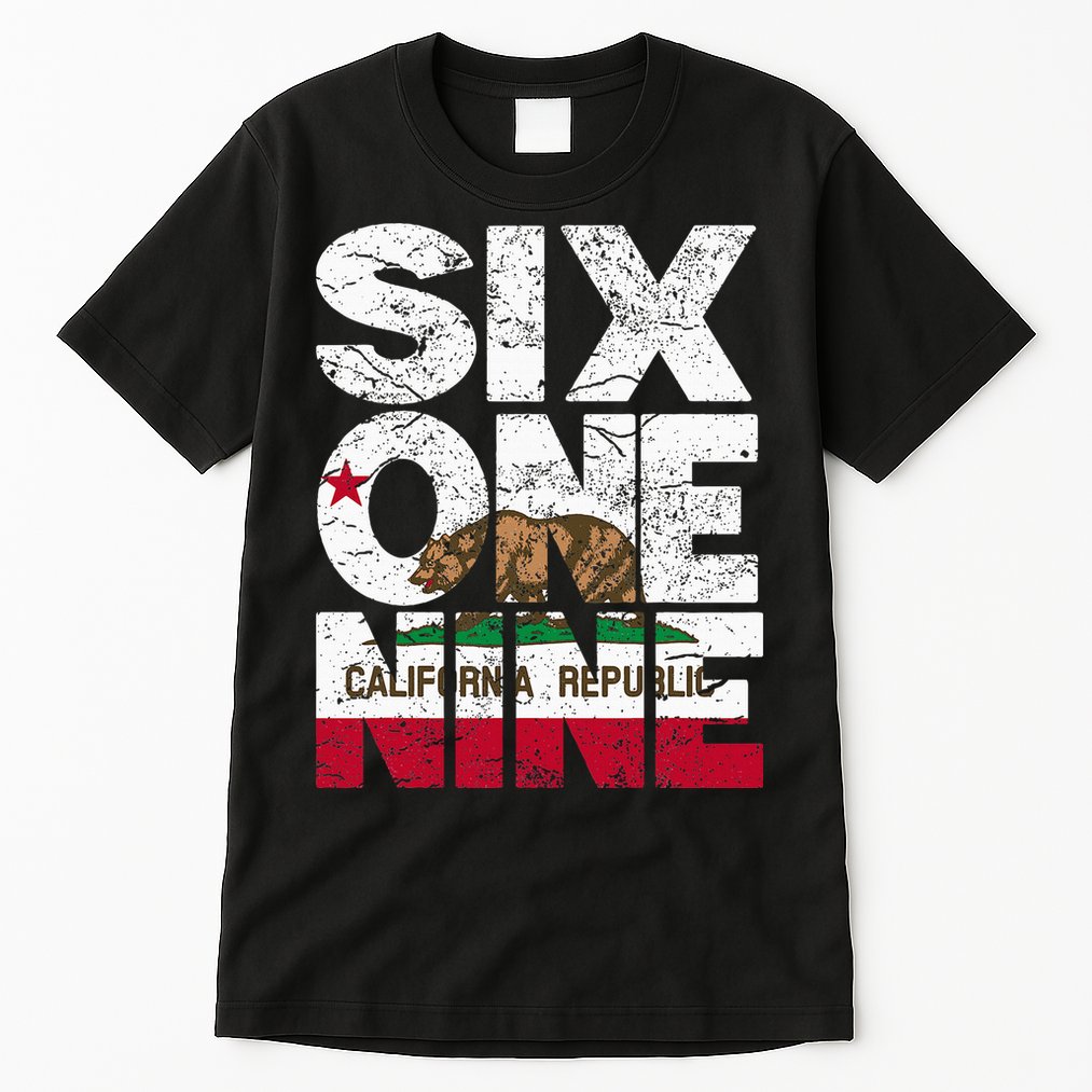 California Republic Flag 619 Area Code Tall T-Shirt