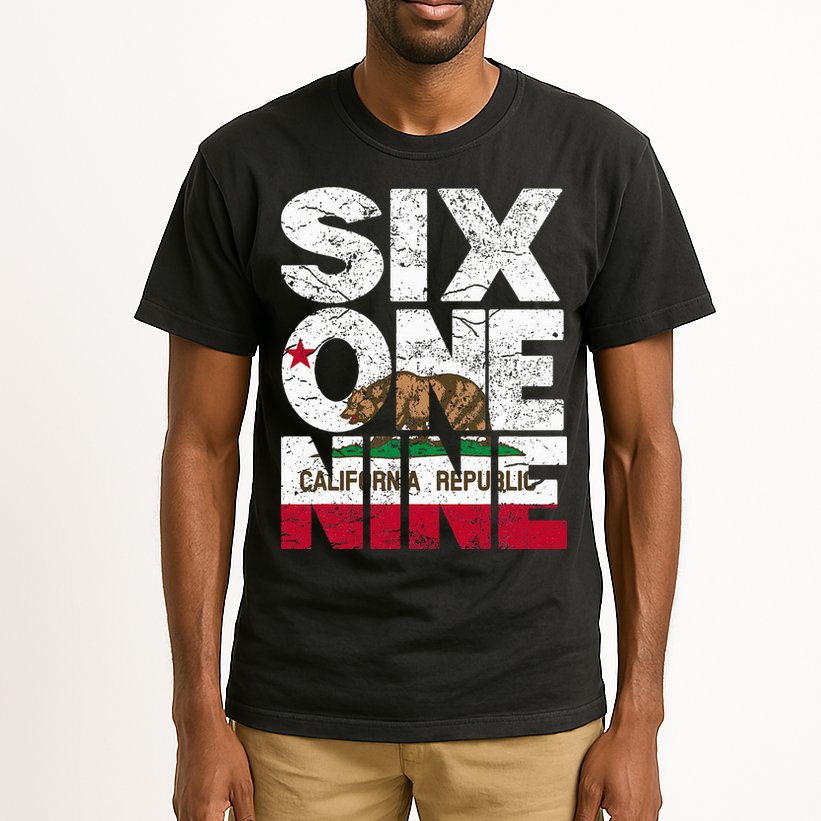 California Republic Flag 619 Area Code Tall T-Shirt