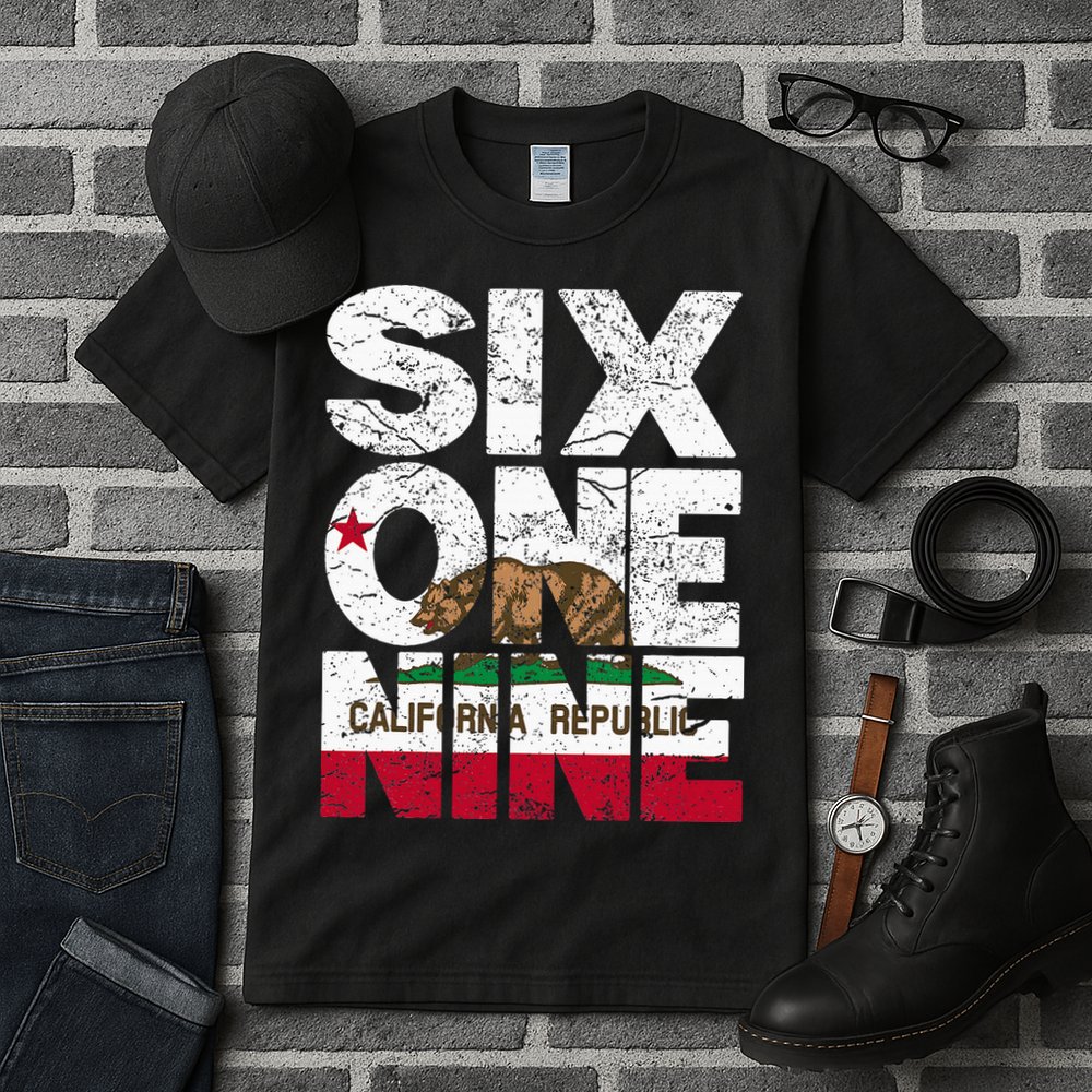 California Republic Flag 619 Area Code Tall T-Shirt